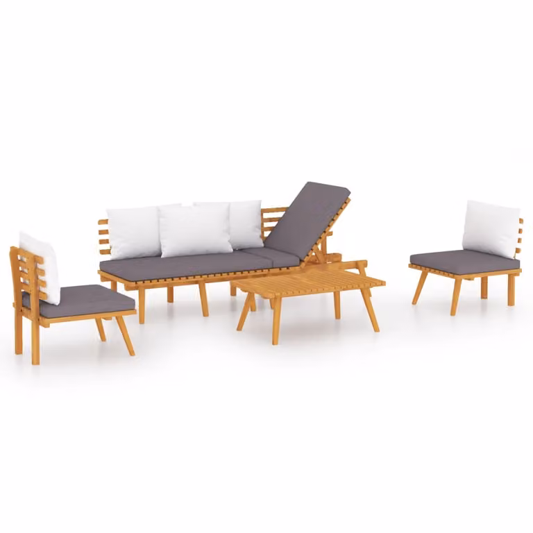Set Divani da Giardino 4 pz con Cuscini in Massello di Acacia