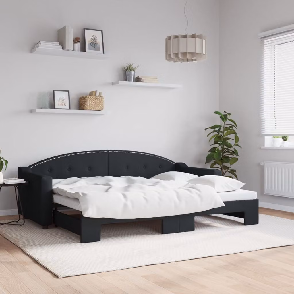 Maison Exclusive - Divano letto estraibile nero 80x200 cm in tessuto