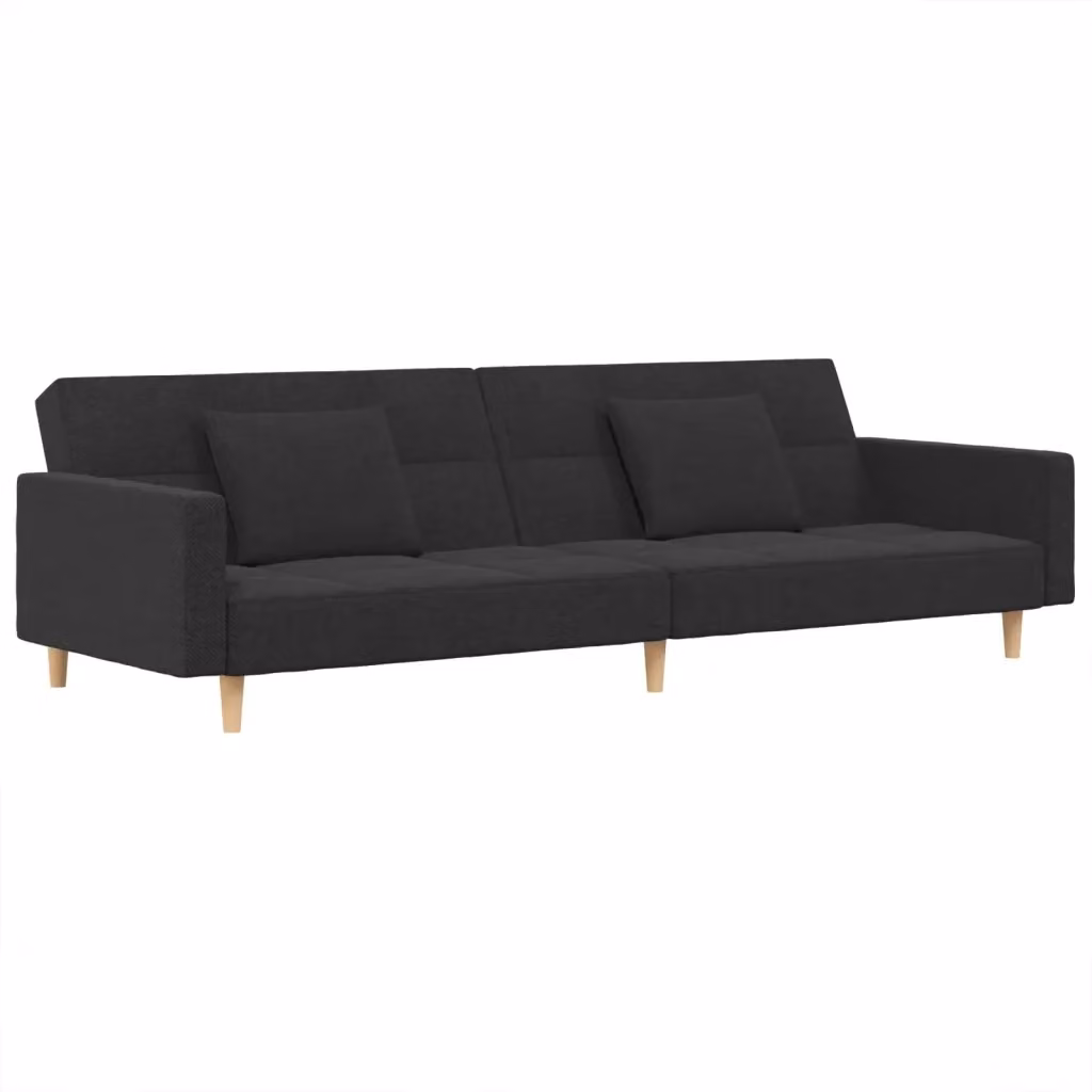 Divano Letto Click-Clack vidaXL in Tessuto Grigio con Cuscini e Struttura in Legno Solido per Soggiorno – 2