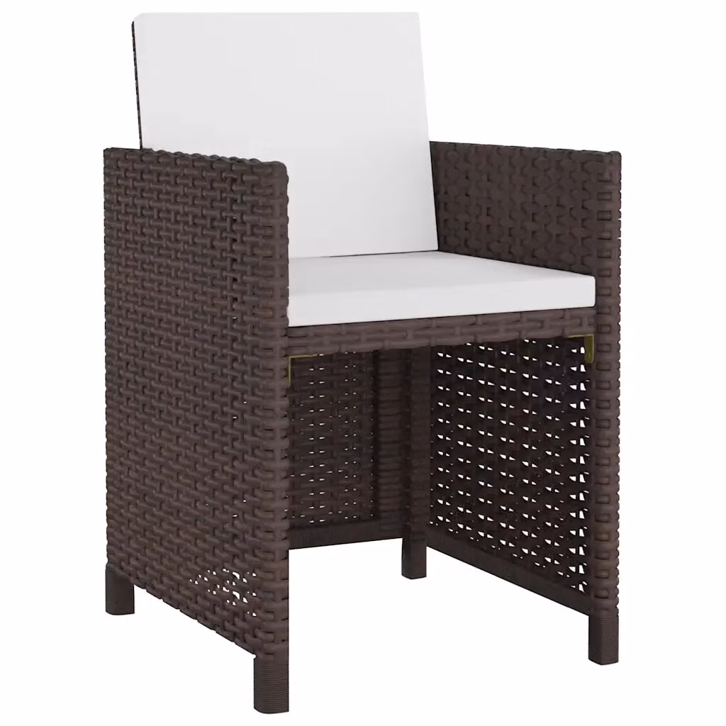 Set da pranzo da giardino vidaXL in polyrattan marrone e bianco con 13 pezzi e piano in vetro – 2