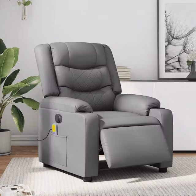 Divano Sedia-Poltrona Massaggiante Elettrica Reclinabile Grigio Similpelle 362832