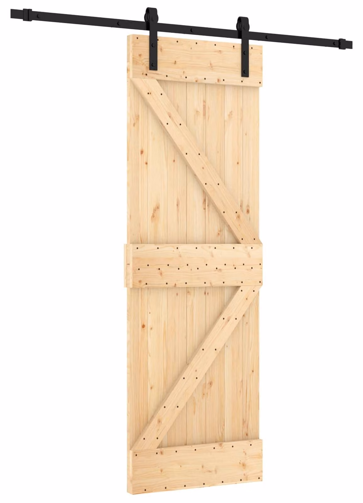 Porta scorrevole Naturale e Nero 70 x 210 cm