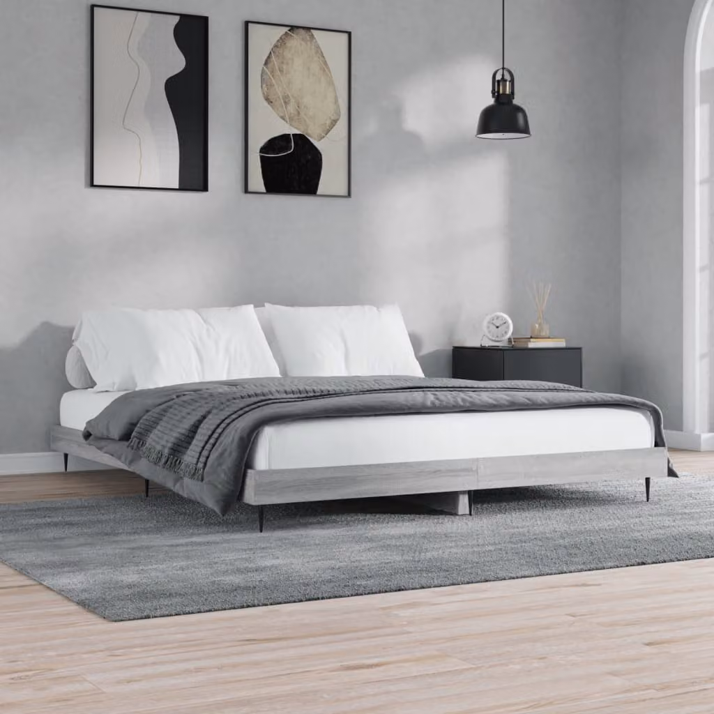 vidaXL Giroletto senza Materasso Grigio Sonoma L/P: 160 x 200 cm