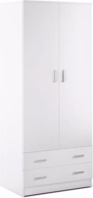 Armadio 2 Ante 2 Cassetti 77x182x52 cm Bianco Lisco