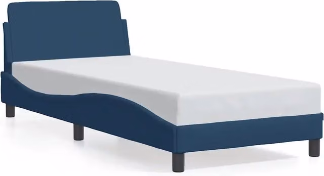 Letto singolo con testiera Dover blu in tessuto e struttura in legno e metallo L/P/H: 90 x 190 cm