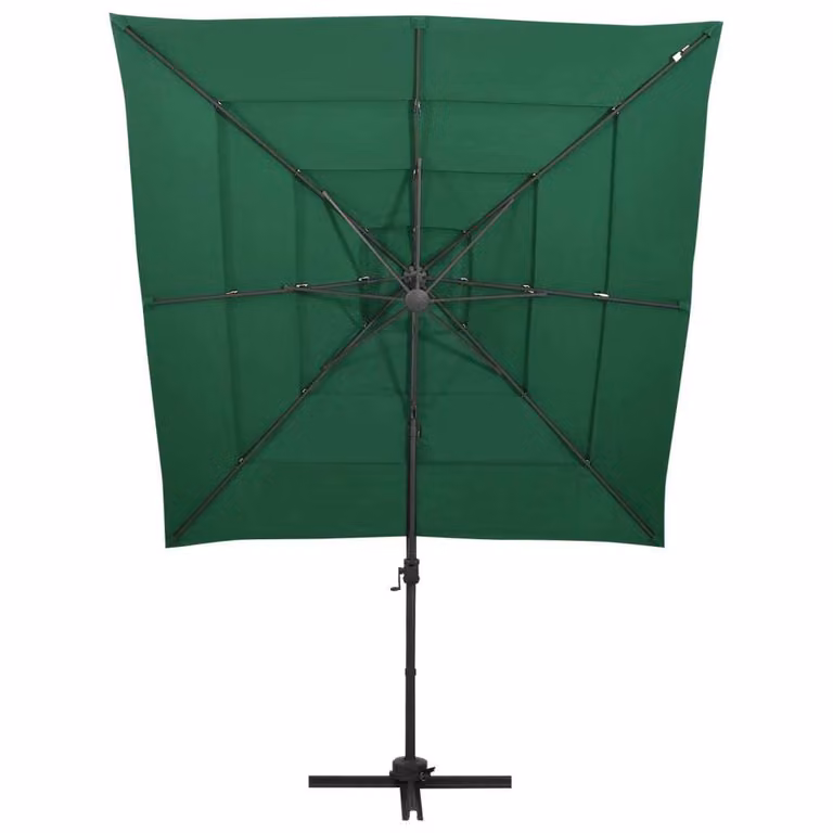 Ombrellone a Sbalzo 4 Livelli Palo Alluminio 250x250 cm Verde