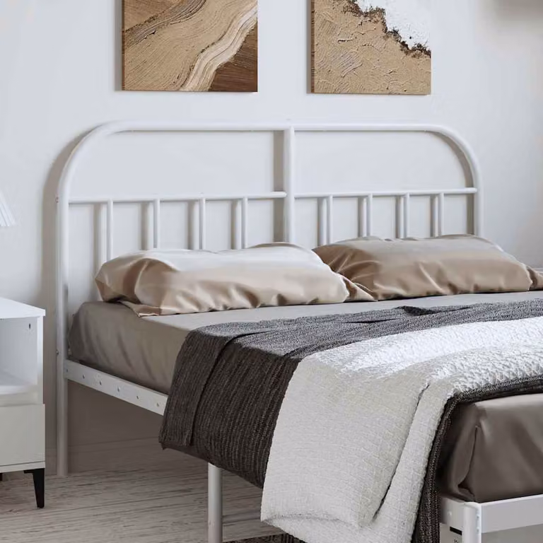 Testiera di ricambio in metallo vidaXL bianca in stile classico per letto 150x200 cm