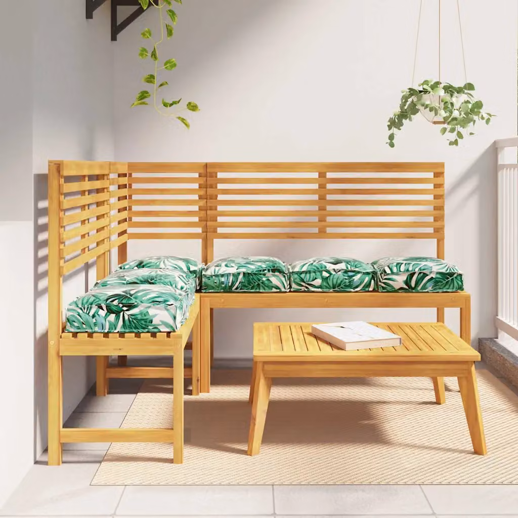 Set di 6 cuscini vidaXL con motivo foglia verde e multicolore in tessuto Oxford idrorepellente, L/P/H: 40 x 40 x 8 cm