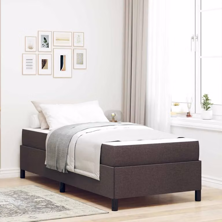 Letto a molle moderno vidaXL in tessuto marrone scuro L/P: 90 x 200 cm