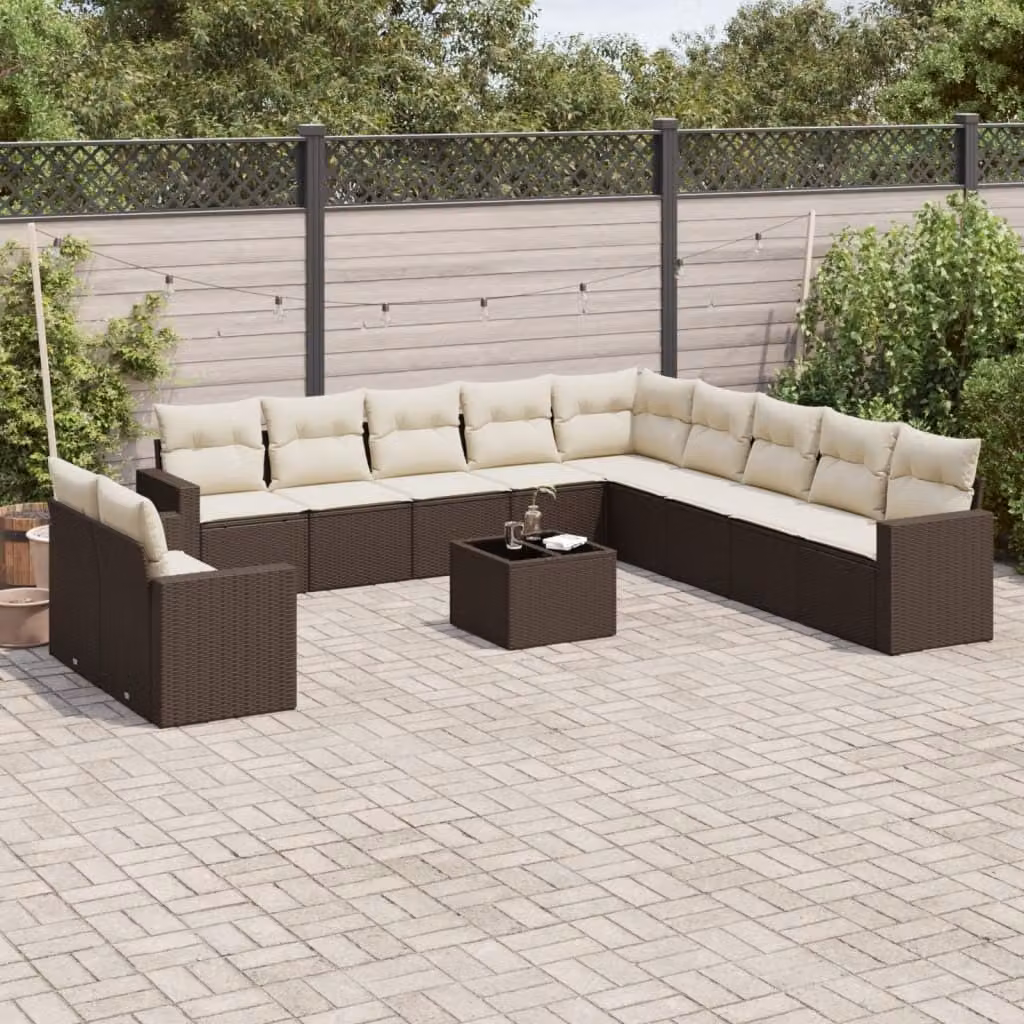 Maison Exclusive - Set Divani da Giardino 12 pz con Cuscini Marrone in Polyrattan