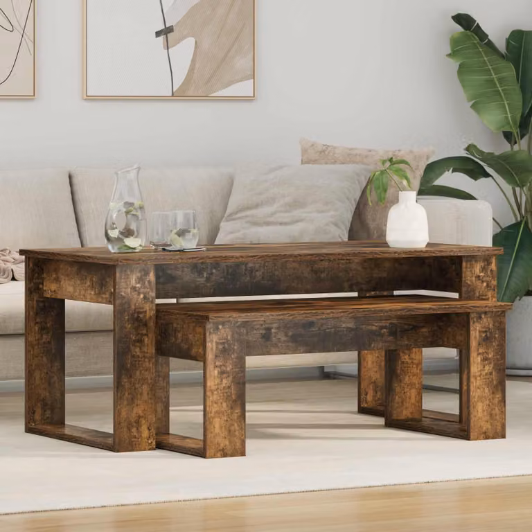 Maison Exclusive - Set di 2 tavolini da caffè in legno di quercia affumicata, dimensioni 100 x 50 x 42 cm