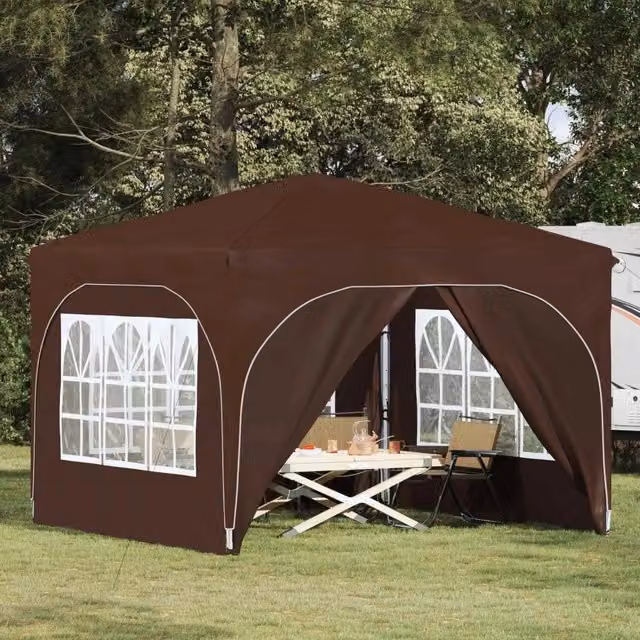 Gazebo a pop-up DESIGN IN per feste, Marrone e Argento, L/P/H: 290 x 290 x 245 cm