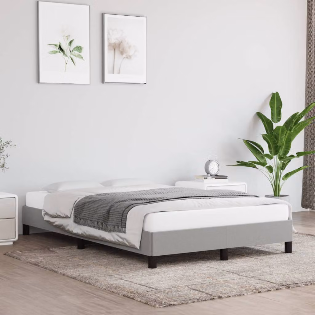 vidaXL Giroletto senza materasso in tessuto grigio con struttura in legno e doghe fisse L/P: 120 x 200 cm
