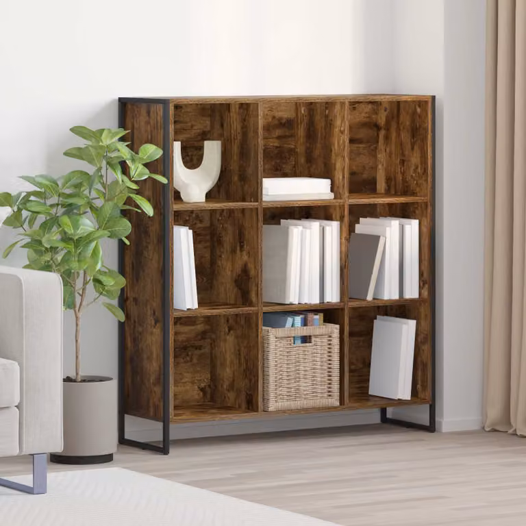 vidaXL Armadio per Libri in Stile Industrial, Quercia Fumosa e Metallo, L: 99,5 cm, P: 30 cm, H: 108 cm