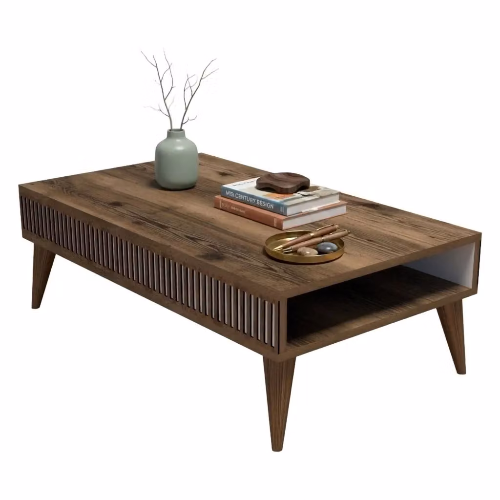 DMORA Tavolino da Salotto Moderno Rettangolare Marrone e Bianco L/P/H: 126 x 60 x 35 cm – 2