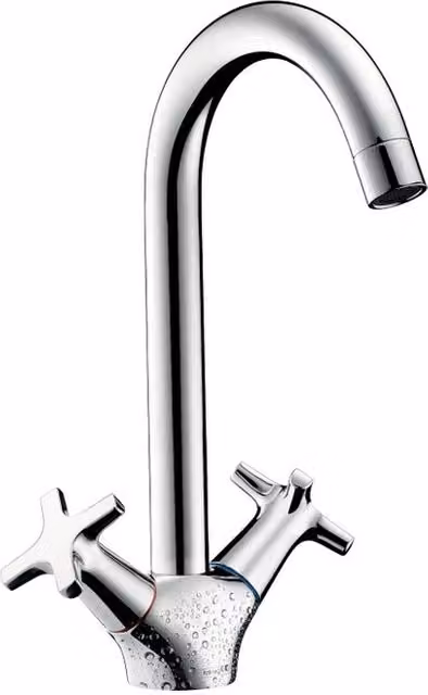 Rubinetto da cucina fisso a collo di cigno MySport Hansgrohe argento cromato lucido