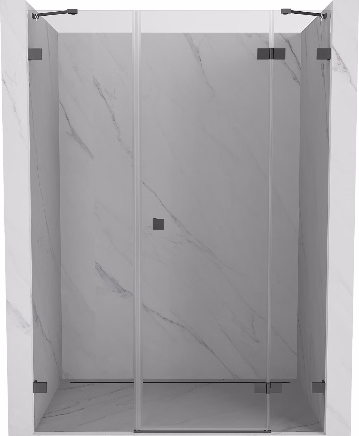 Mexen Lunar porta doccia a battente destra 150 cm, trasparente, gun metal - 834S-150-050-95-00-P