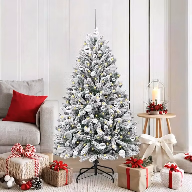 Albero di Natale artificiale verde vidaXL con 150 LED bianco caldo e struttura in metallo e PVC