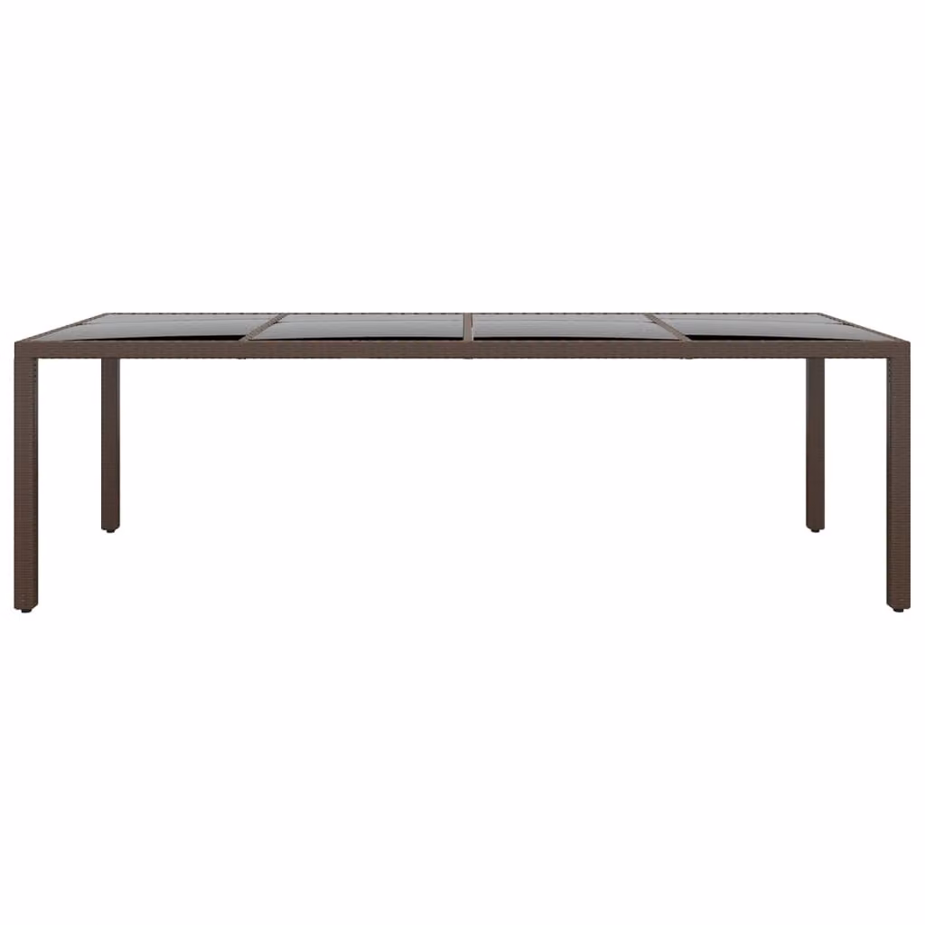 Tavolo da Giardino con Piano Vetro Marrone in Polyrattan
