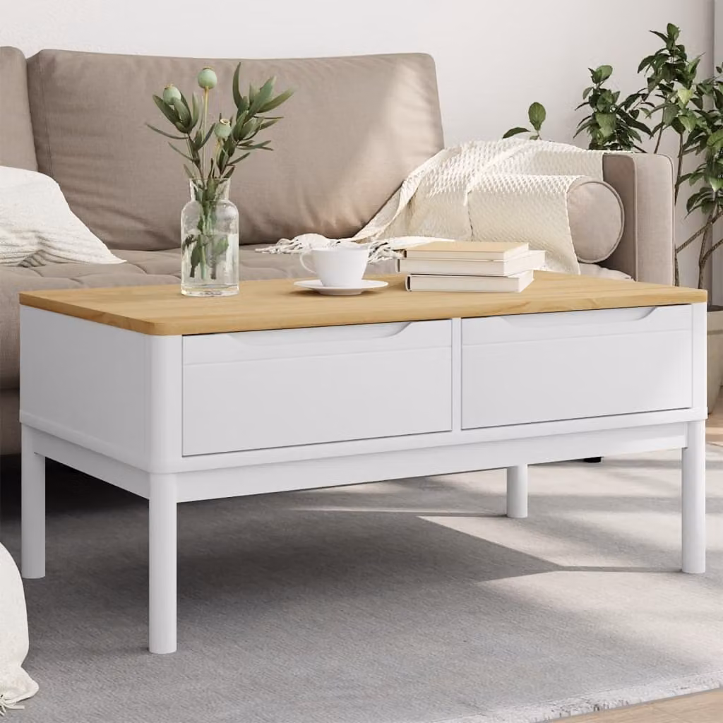 Maison Exclusive - Tavolino FLORO Bianco 99x55,5x45 cm Legno massello di pino