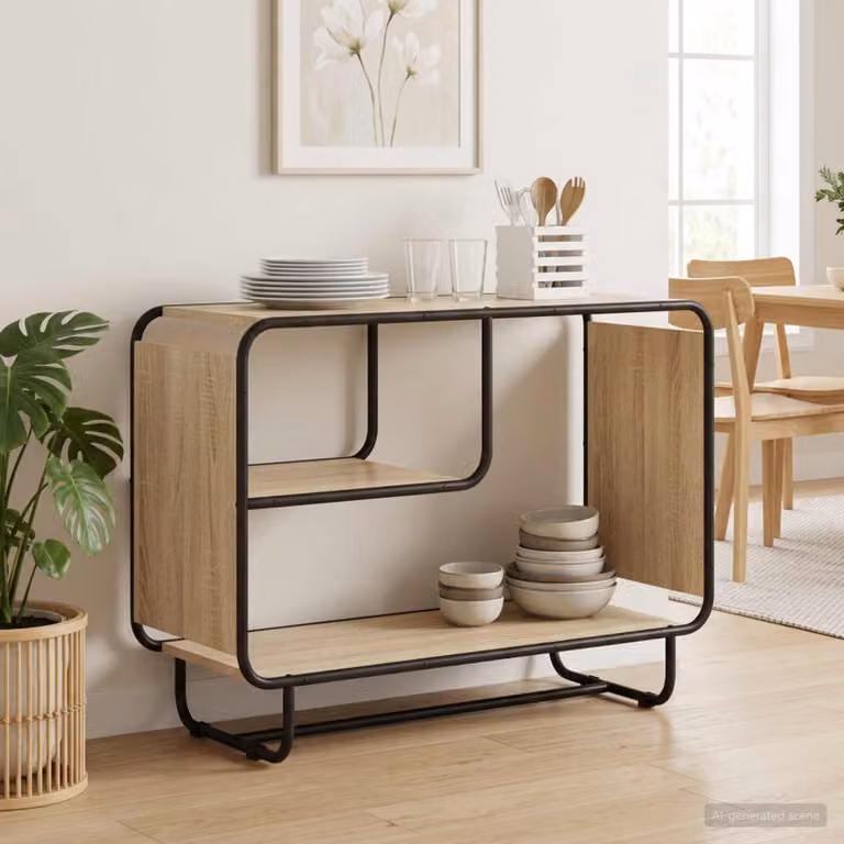 Credenza stile industrial vidaXL in rovere Sonoma marrone L: 93.5 cm, P: 37.5 cm, H: 64.5 cm