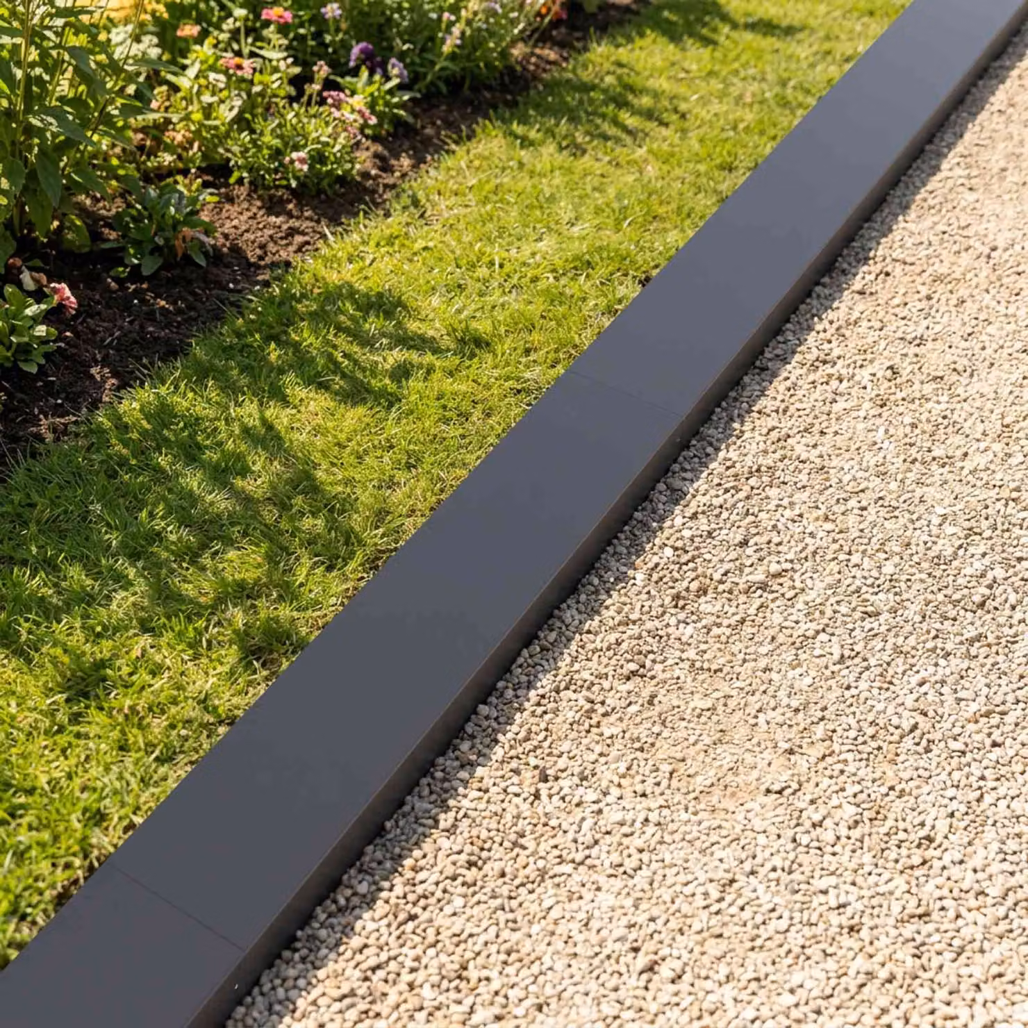 Set di 2 profili di copertura per giardino vidaXL in acciaio, colore antracite, L 100 x P 15 x H 5 cm
