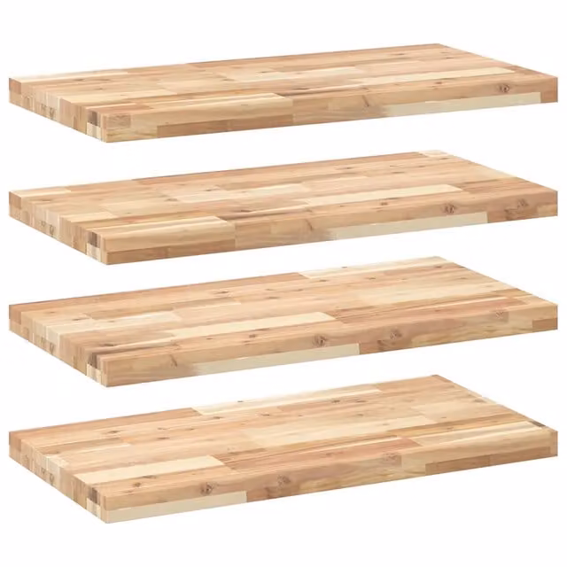 4 pz Mensole da Parete | Scaffali a Parete | Ripiano a parete 80x40x4 cm Legno Acacia Non Trattato