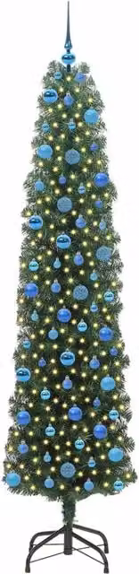 Albero di Natale artificiale moderno verde con 300 LED luce bianca calda, Altezza: 240 cm – 1