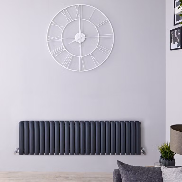 Radiatore Orizzontale Doppio Design Antracite 400x1411mm 1180W - Alta Resa - Stile Moderno - Revive