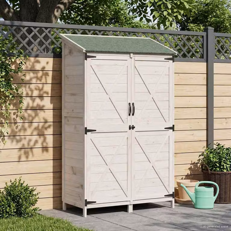 Capanno da giardino moderno vidaXL bianco con serratura e ventilazione laterale L: 106 cm, P: 56 cm, H: 176,5 cm
