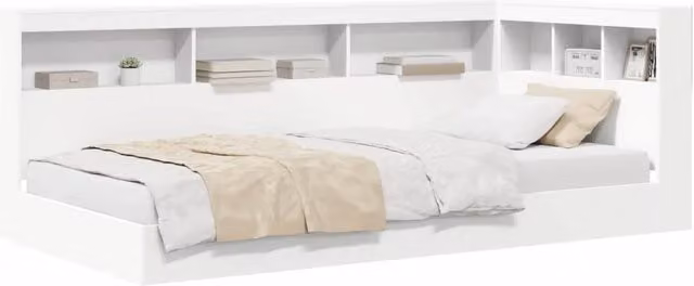 Letto singolo | Letto per adulti | Letto Libreria Bianco 90 x 190 cm Legno multistrato