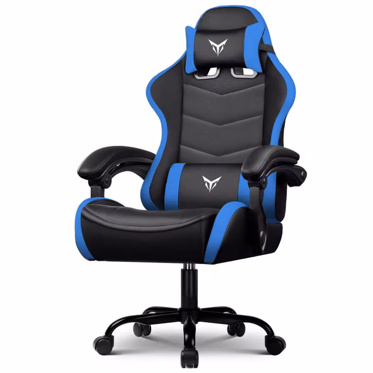 GTPLAYER Sedia da gioco Sedia da ufficio Sedia da gioco ergonomica con poggiatesta e supporto lombare regolabili, poltrona da gioco, blu