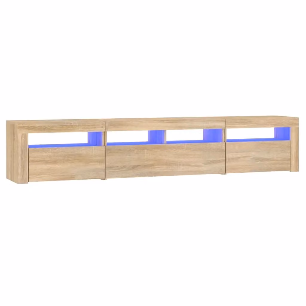 Mobile Porta TV Moderno vidaXL in Rovere con Luci LED Integrate, Marrone, L: 210 cm, P: 35 cm, H: 40 cm – 2