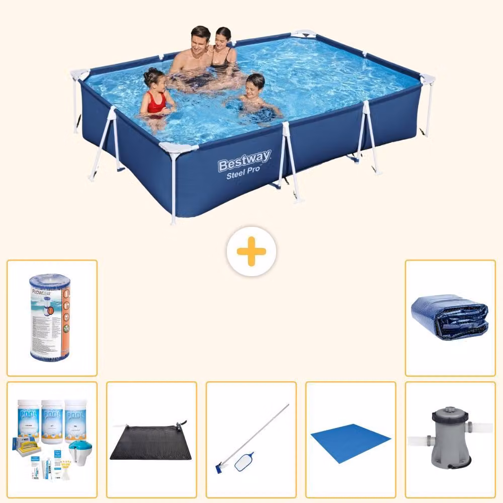 Bestway Steel Pro, piscina rettangolare - 300x201x66 cm - 8 pezzi - Modello S22250