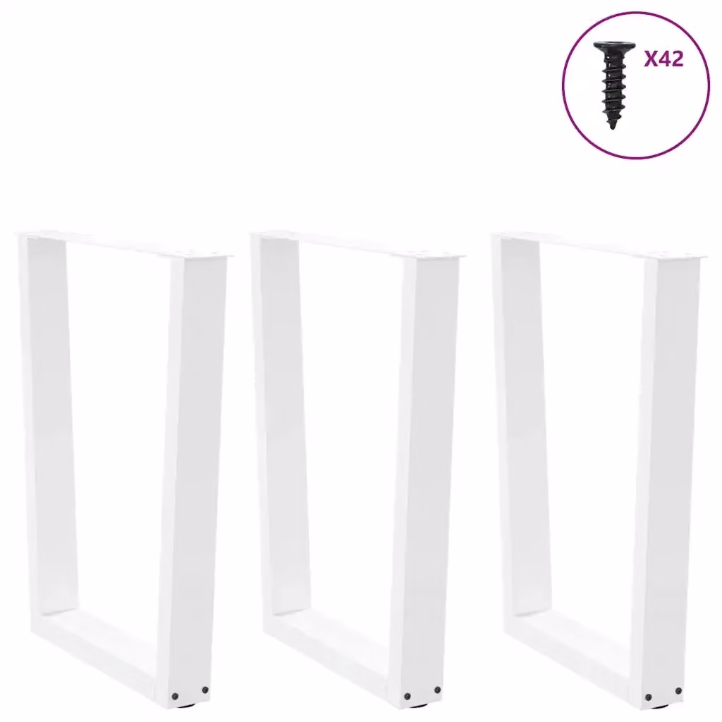 Set di 3 gambe per tavolo da pranzo a forma di X vidaXL in metallo bianco lacca, Altezza: 70-73,3 cm