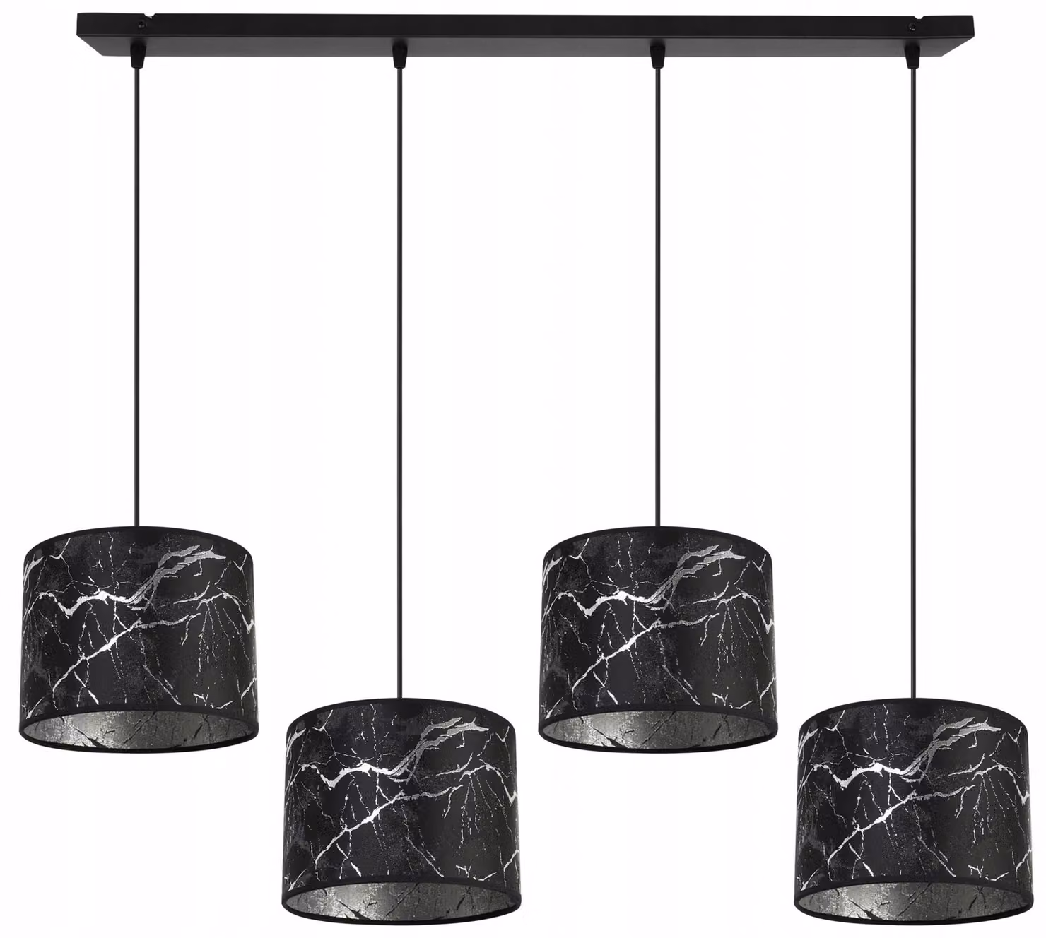 Lampada a sospensione, lampadario, paralume, motivo argentato