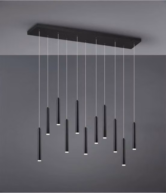Sospensione Moderna Tubular 11 Tubi Led Nero L115 cm Trio Lighting