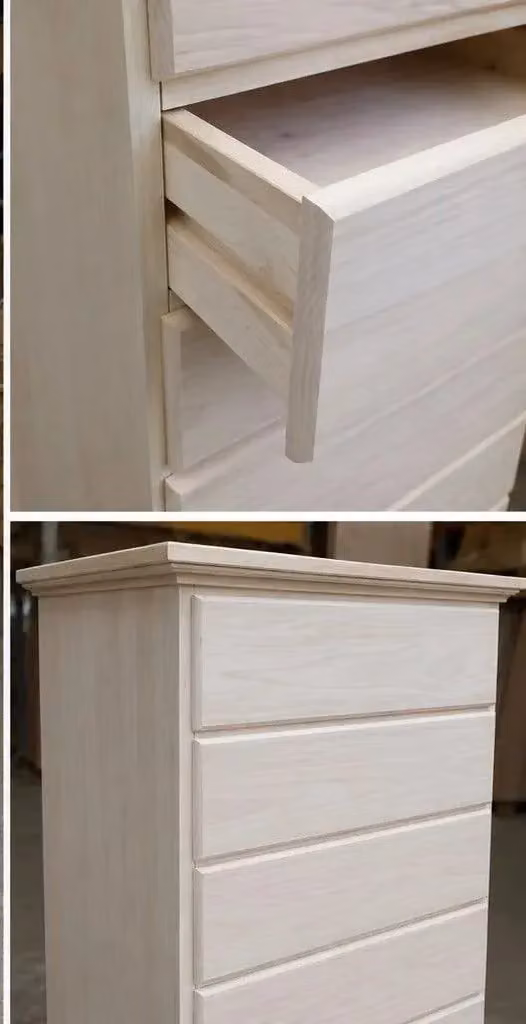 Cassettiera in legno grezzo con 10 cassetti Mobili 2G L/P/H: 58 x 41 x 145 cm