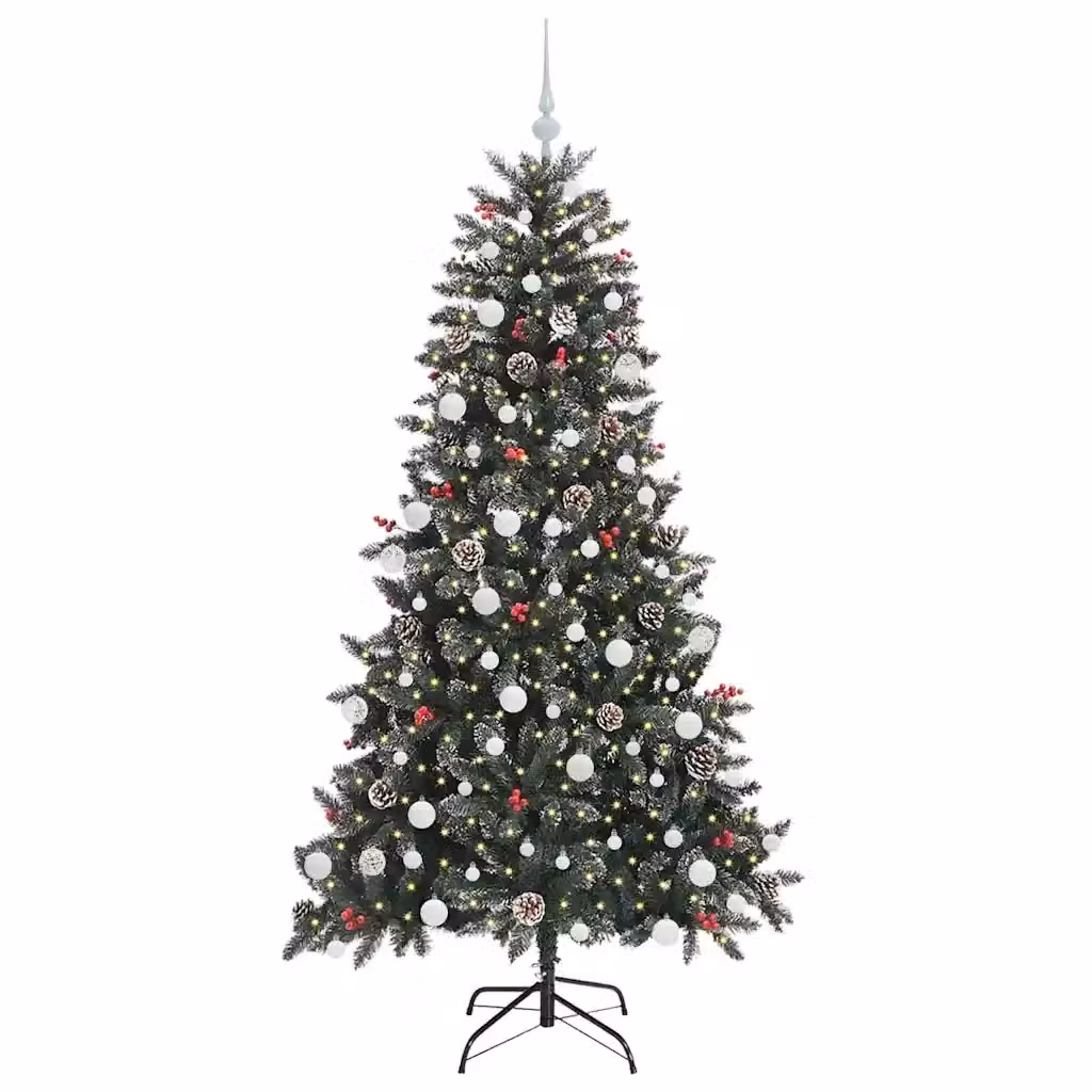 Albero di Natale artificiale verde vidaXL con 300 LED luce bianca calda, Altezza: 180 cm – 2