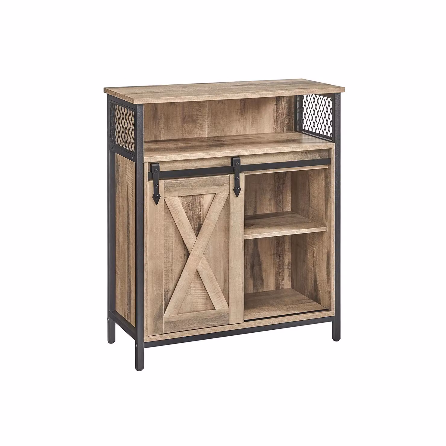 Credenza Mobile da Cucina, Marrone Rovere + Nero
