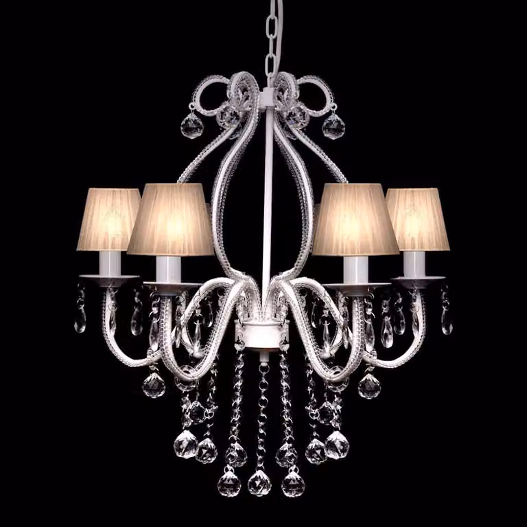 Lampadario da soffitto vidaXL in metallo cromato e vetro con cristalli bianchi e trasparenti