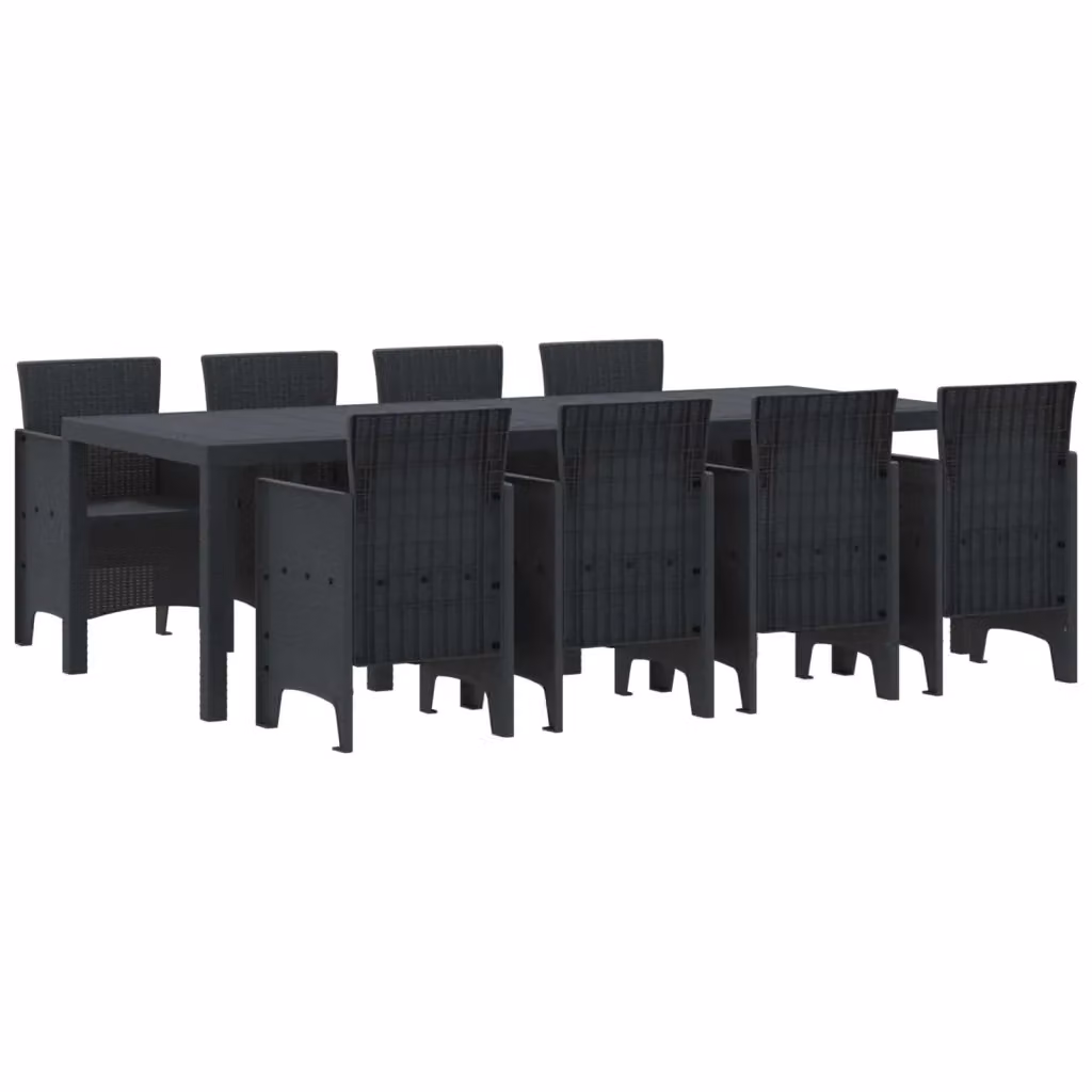 vidaXL Set da Pranzo per Giardino e Terrazzo in Polyrattan Antracite, 9 Pezzi – 2