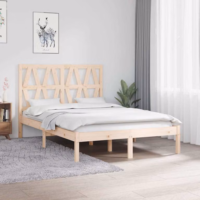 vidaXL Giroletto in Legno Massello di Pino con Doghe Fisse, L/P/H: 120 x 200 x 31 cm