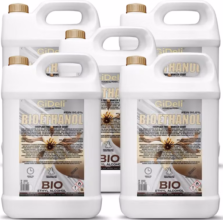 Bioetanolo profumato alla vaniglia 96,6% 25L per caminetti Universale Senza fumo Senza fuliggine GiDeli