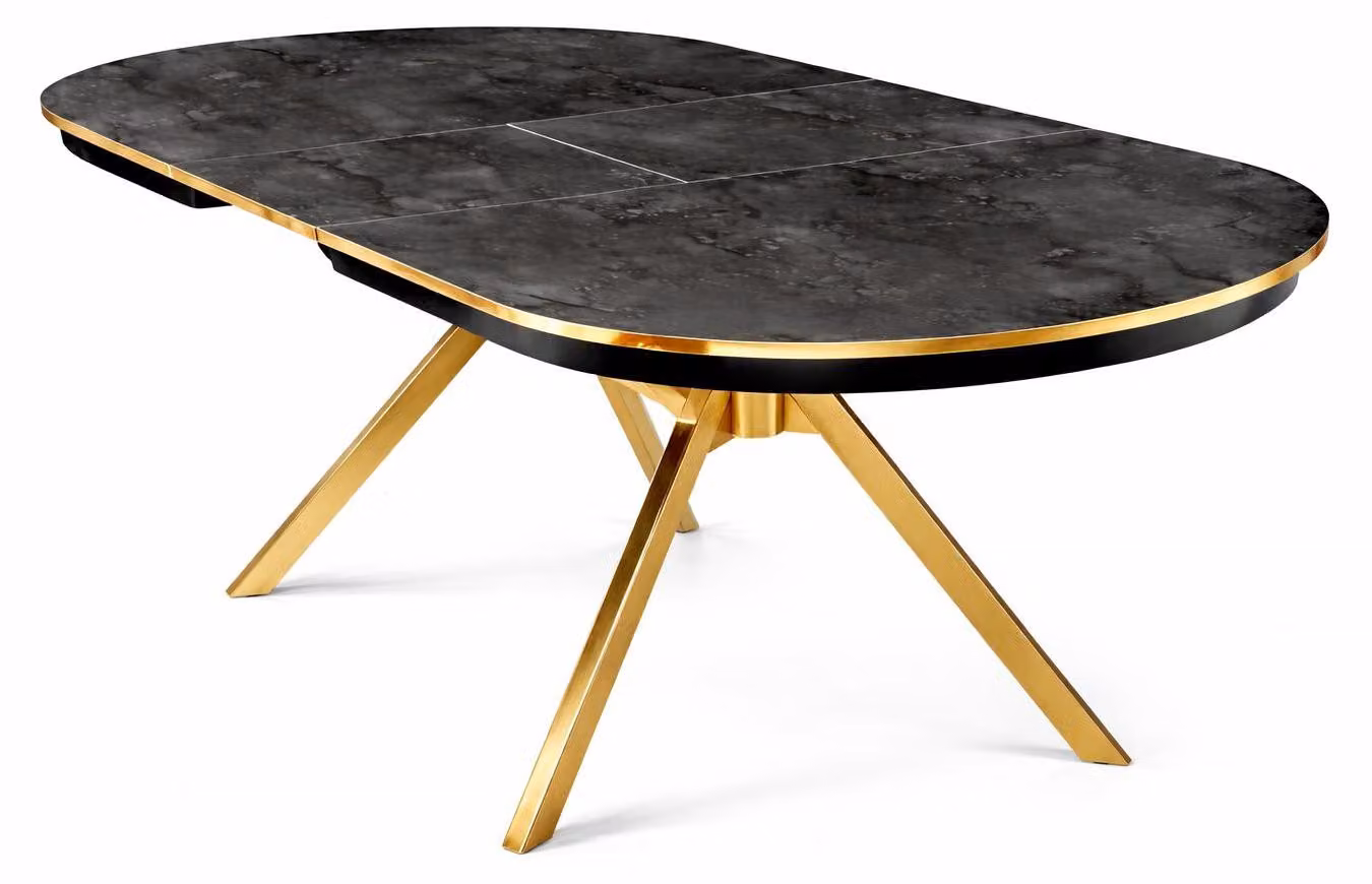 Tavolo, stile moderno, colore nero, nuovo, ovale, in legno, allungabile, per la sala da pranzo