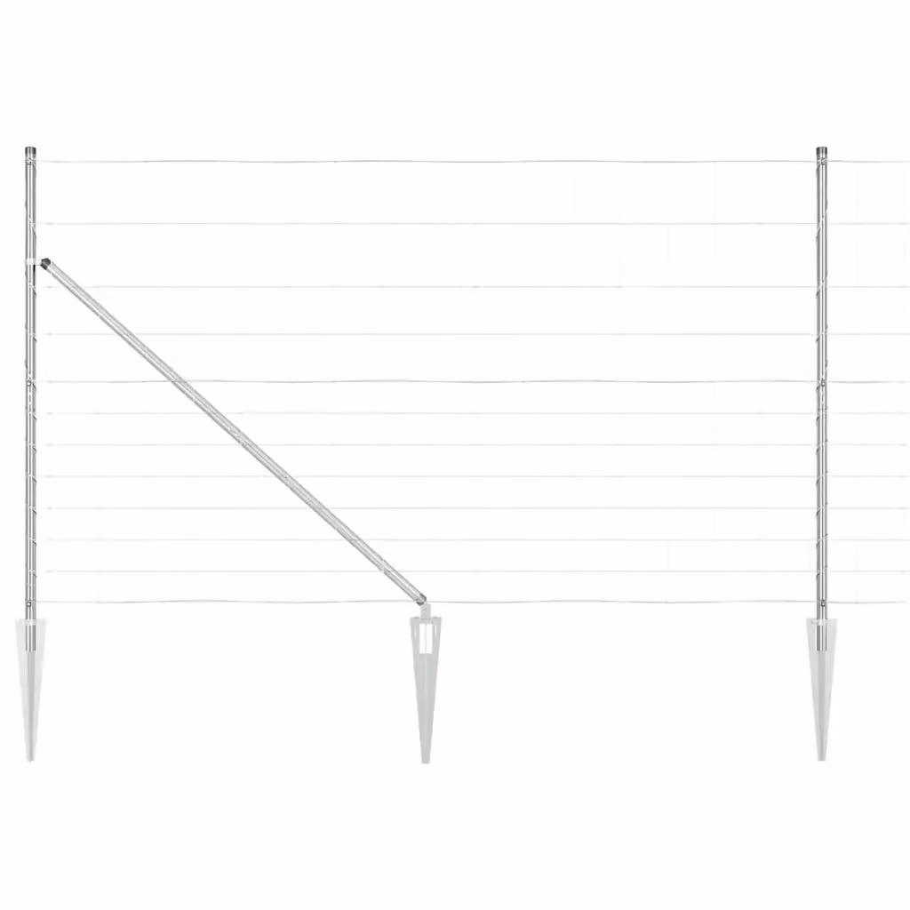 Recinzione in rete saldata con punte vidaXL in acciaio zincato argento, L: 25 m, H: 1,4 m – 2