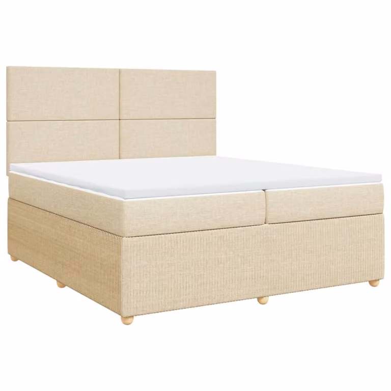 Giroletto a Molle con Materasso Crema 200x200 cm in Tessuto