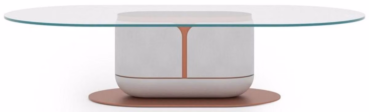 Tavolino Casa Padrino bianco/rame 150 x 80 x h. 40 cm - Tavolo da soggiorno con piano in vetro - Mobili da soggiorno - Mobili per hotel - Mobili - Arredi