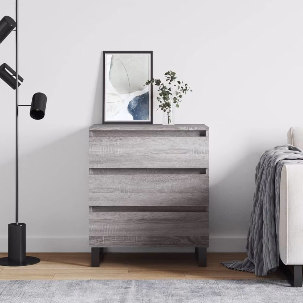 Credenza moderna vidaXL in legno multistrato e metallo, colore Grigio Sonoma, L 60 cm x P 35 cm x H 70 cm