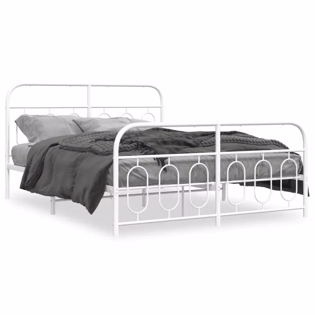 Giroletto con testiera e pediera in metallo bianco vidaXL L/P: 140 x 200 cm – 2